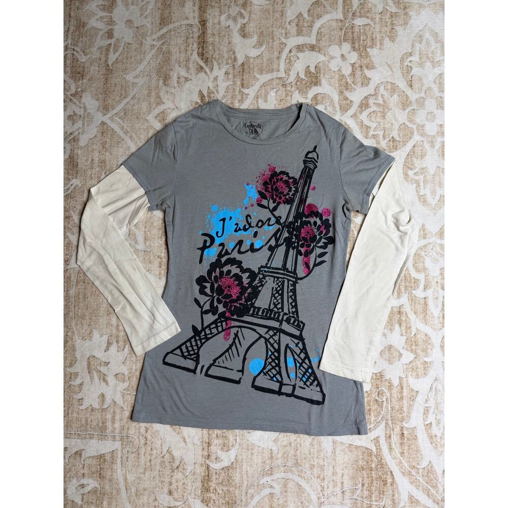 Y2k California Talk Girls Long Sleeve J'adore Paris Shirt